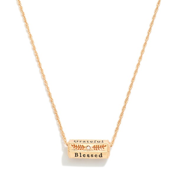 Wholesale chain Link Necklace Thankful Grateful Blessed Rolling Message Pendant