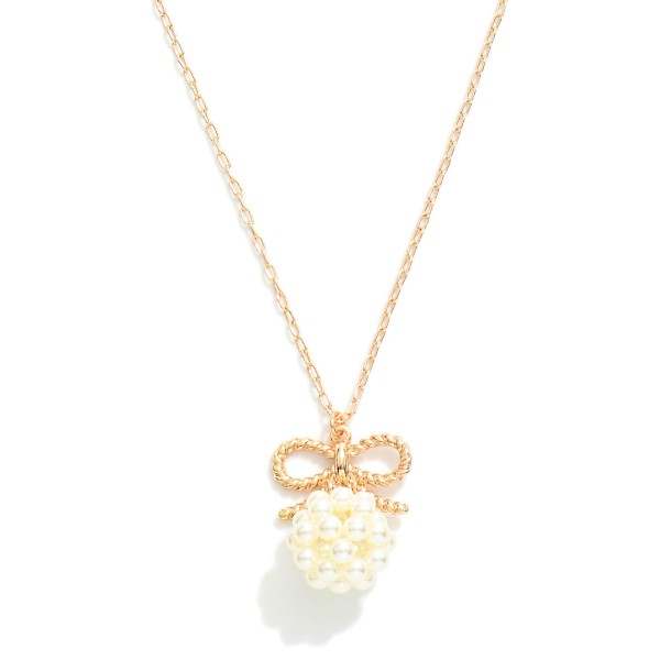Wholesale gold Chain Link Necklace Bow Pearl Cluster Pendant L Extender L