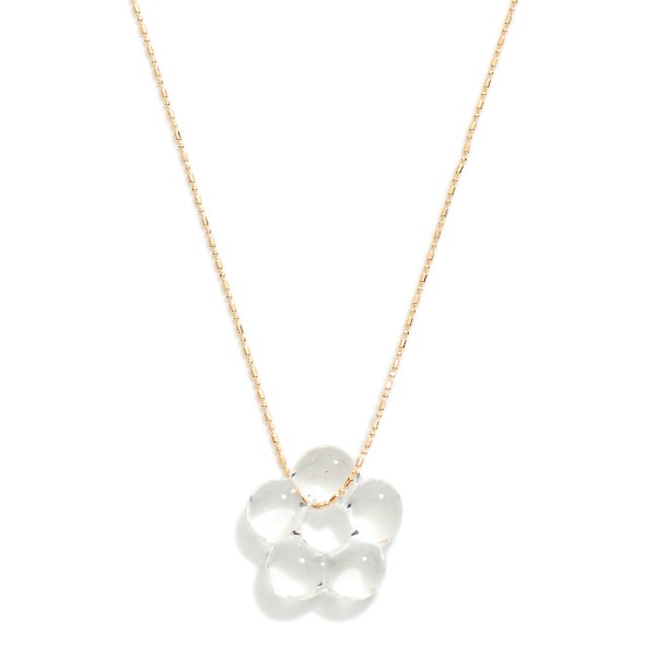 Wholesale ball Chain Link Necklace Glass Flower Pendant L Extender L