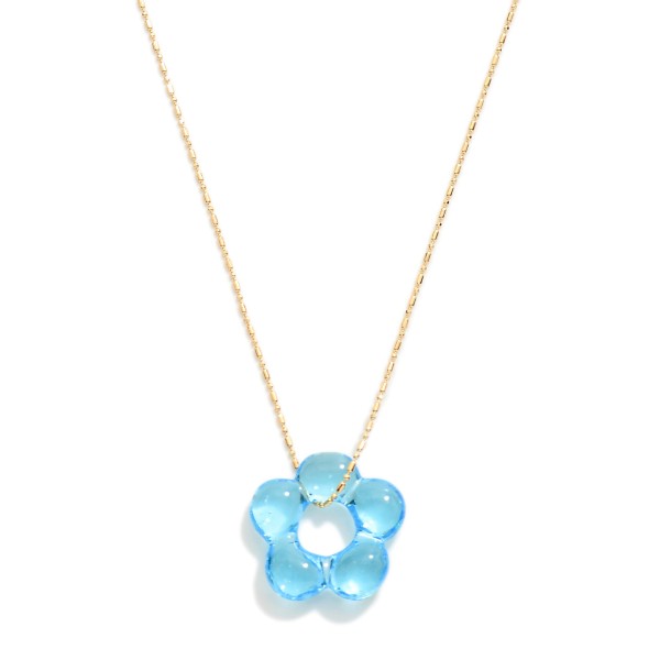 Wholesale ball Chain Link Necklace Glass Flower Pendant L Extender L