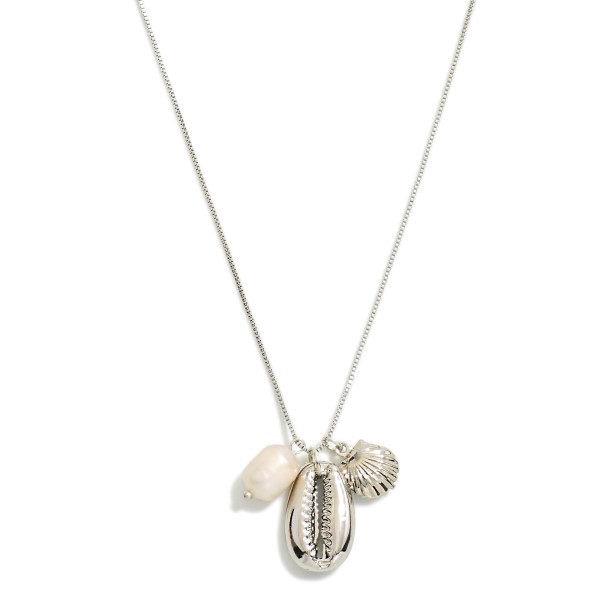 Wholesale box Chain Link Necklace Shell Pearl Pendant L Extender L
