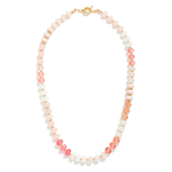 Faceted Bead and Polished Natural Stone Beaded Necklace Featuring Loop Clasp Closure

- Approximately 16" L