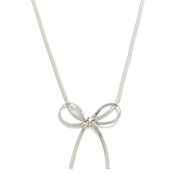 Wholesale metal Herringbone Chain Necklace Tied Bow Pendant L Extender L