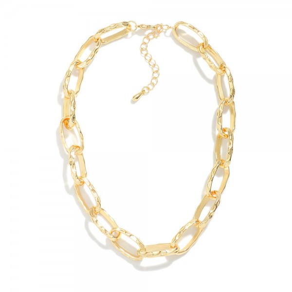 Wholesale hammered Metal Paper Clip Chain Link Necklace L Extender L