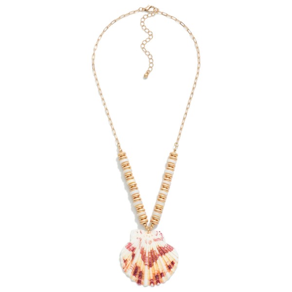 Wholesale beaded Chain Link Necklace Scallop Shell Pendant L Extender L Shell Ma