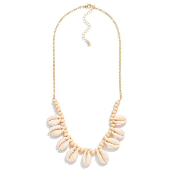 Chain Link Necklace Featuring Cowrie Shell Stations 

- Approximately 20"L
- Extender 3"L
