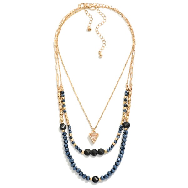 Wholesale two Piece Necklace Set Layered Triangle Rhinestone Pendant Necklace an