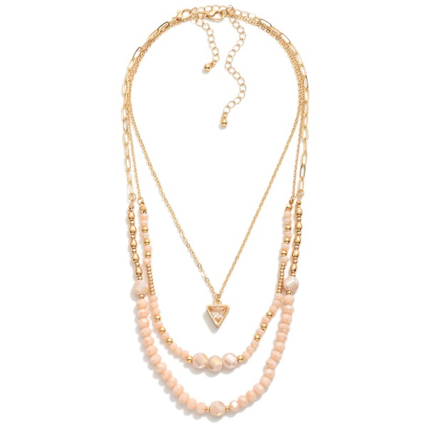Wholesale two Piece Necklace Set Layered Triangle Rhinestone Pendant Necklace an