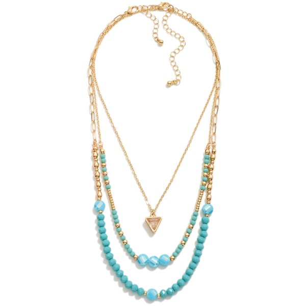 Wholesale two Piece Necklace Set Layered Triangle Rhinestone Pendant Necklace an