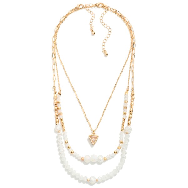 Wholesale two Piece Necklace Set Layered Triangle Rhinestone Pendant Necklace an