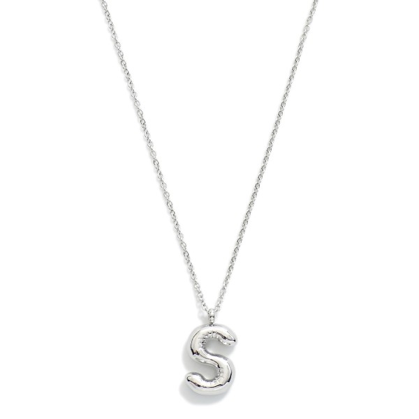 Stainless Steel Dainty Chain Link Necklace Featuring Bubble Balloon Initial Pendant

- Approximately 16" L (no extender)

* Stainless Steel is Hypoallergenic, Waterproof, Fade-resistant and Tarnish-Resistant