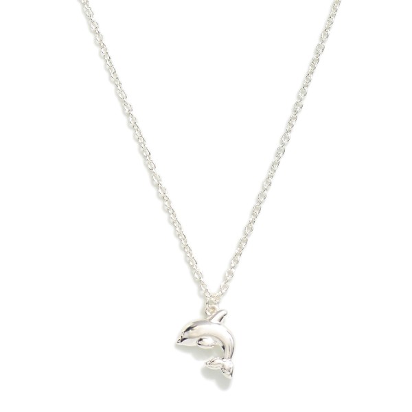 Wholesale dainty Chain Link Necklace Dolphin Pendant L Extender L