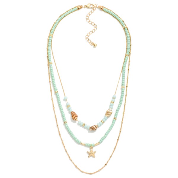 Wholesale layered Necklace Natural Stone Beads Shell Details L Extender L