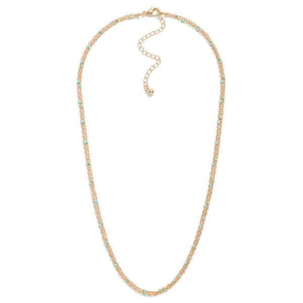 Wholesale layered Dainty Chain Link Necklace Color Enamel Fills L Extender L