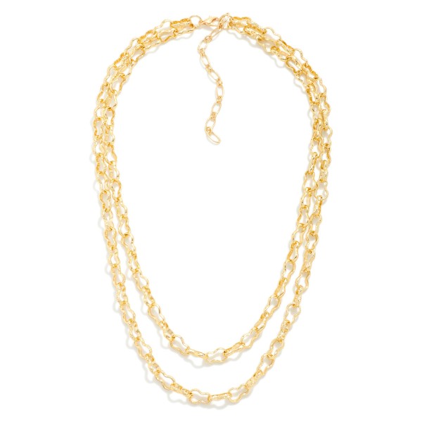 Layered Textured Infinity Loop Chain Link Necklace

- Approximately 16" L
- Extender 3" L