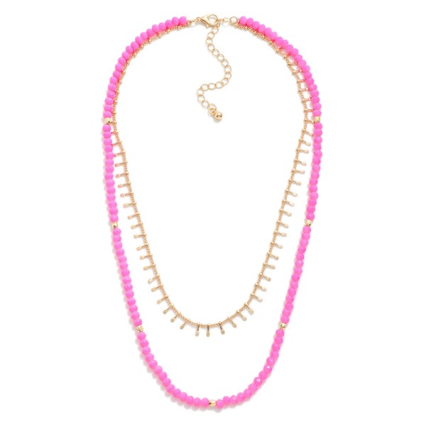 Wholesale layered Necklace Faceted Beads Pressed Gold Tassel Stations L Extender