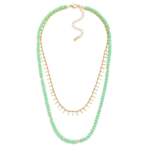 Wholesale layered Necklace Faceted Beads Pressed Gold Tassel Stations L Extender