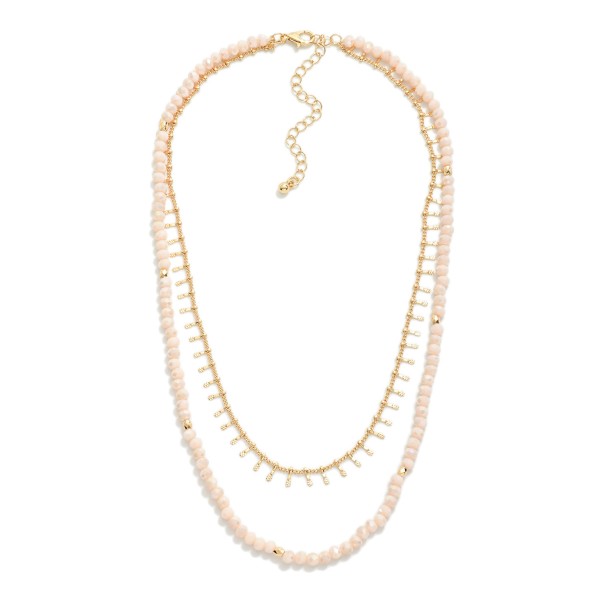 Wholesale layered Necklace Faceted Beads Pressed Gold Tassel Stations L Extender