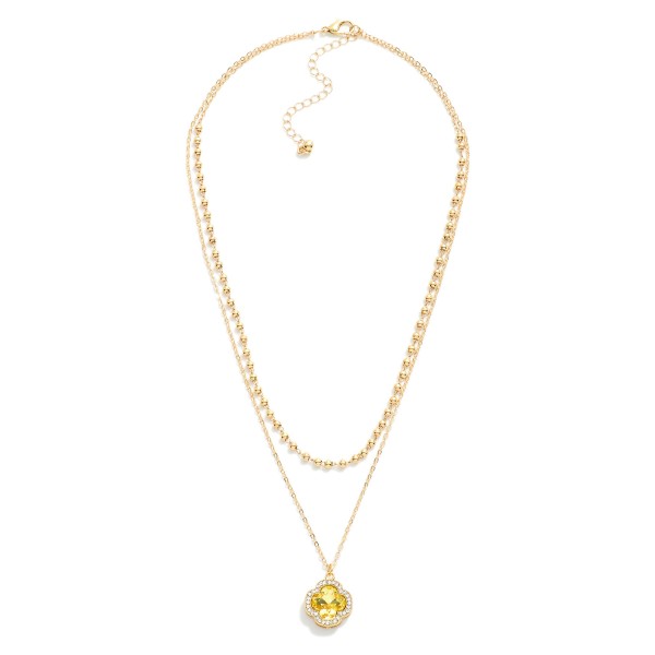 Wholesale layered Chain Link Necklace Rhinestone Clover Pendant L Extender L