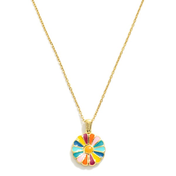 Wholesale chain Link Necklace Hinged Enamel Flower Pendant L Extender L