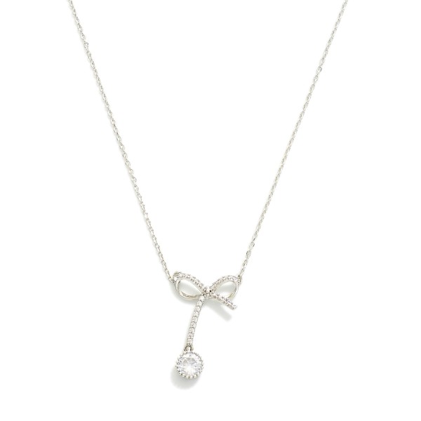 Wholesale dainty Gold Dipped Chain Link Necklace Rhinestone Bow Pendant Rhinesto