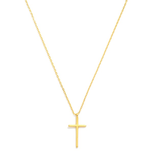 Wholesale dainty Gold Dipped Chain Link Necklace Cross Pendant White Yellow Gold