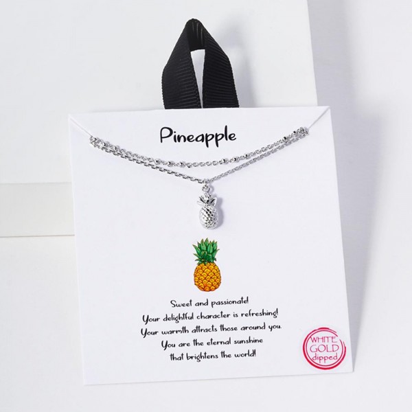 Wholesale dainty Gold Dipped Chain Link Necklace Pineapple Pendant White k Gold