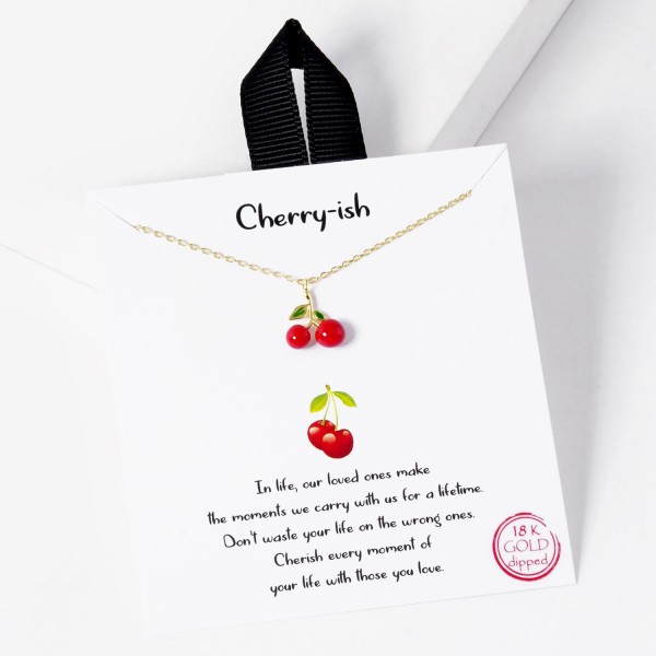 Wholesale dainty Chain Link Necklace Cherries Pendant L Extender L Hypoallergeni