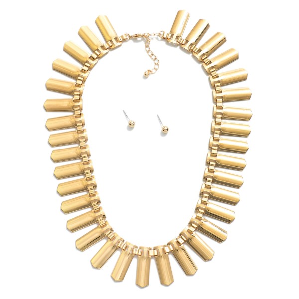 Wholesale linked Shield Collarbone Necklace Metal Stud Earrings L Extender L
