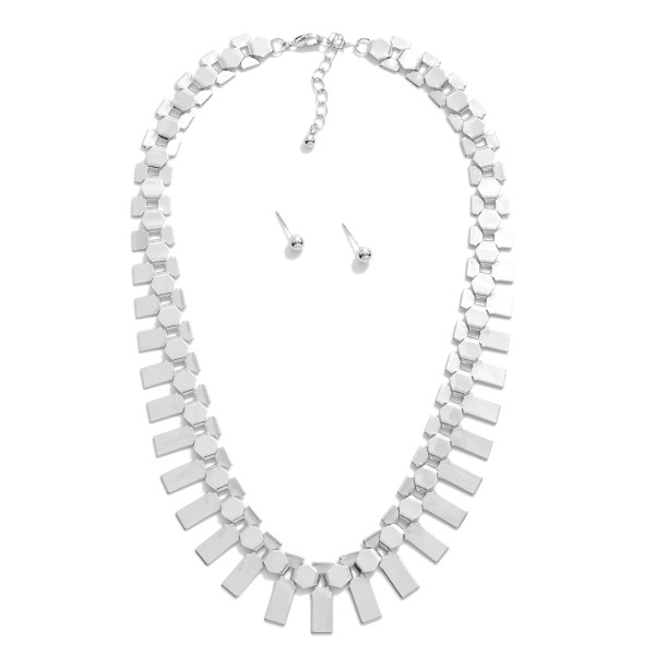 Wholesale linked Shield Collarbone Necklace Metal Stud Earrings L Extender L
