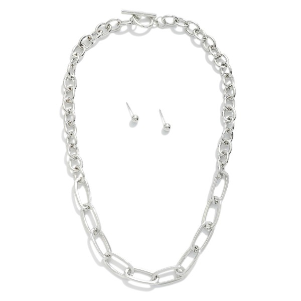Wholesale paper Clip Circle Chain Link Necklace Metal Stud Earrings L Toggle Cla