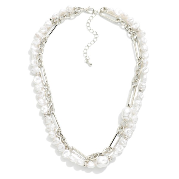 Wholesale layered Necklace Pearl Beaded Chain Link Strands L Extender L