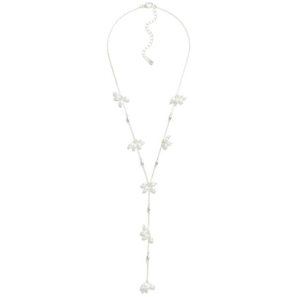 Wholesale chain Link Necklace Pearl Bead Cluster Stations Tassel L Extender L