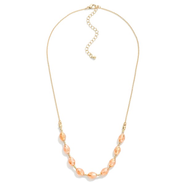 Wholesale gold Chain Link Necklace Faceted Glass Crystal Beads L Extender L