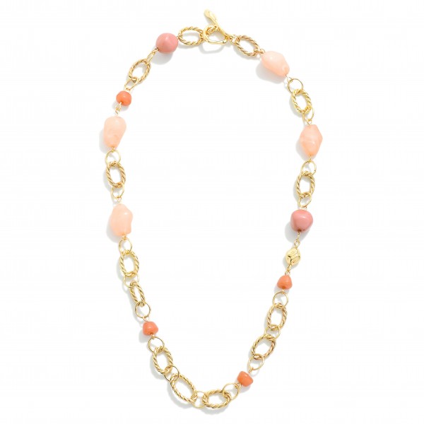 Wholesale chain Link Necklace Polished Natural Stone Stations T Bar Closure L