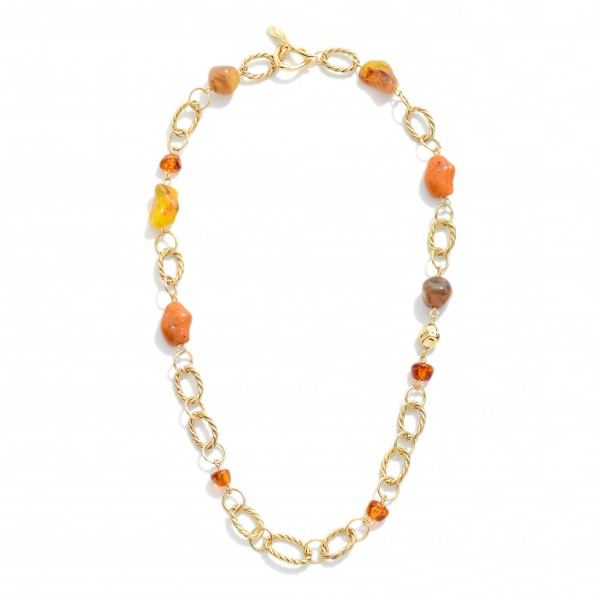Wholesale chain Link Necklace Polished Natural Stone Stations T Bar Closure L