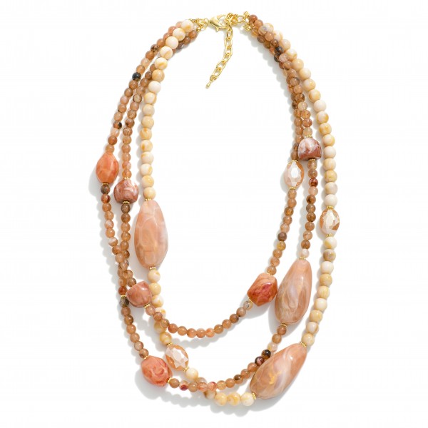 Wholesale layered Polished Natural Stone Beaded Necklace Large Marbled Acetate B