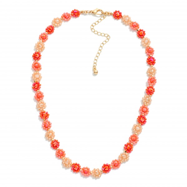 Wholesale faceted Bead Cluster Flowers Necklace L Extender L