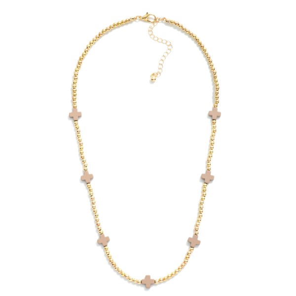 Wholesale gold Beaded Necklace Dainty Cross Beads L Extender L