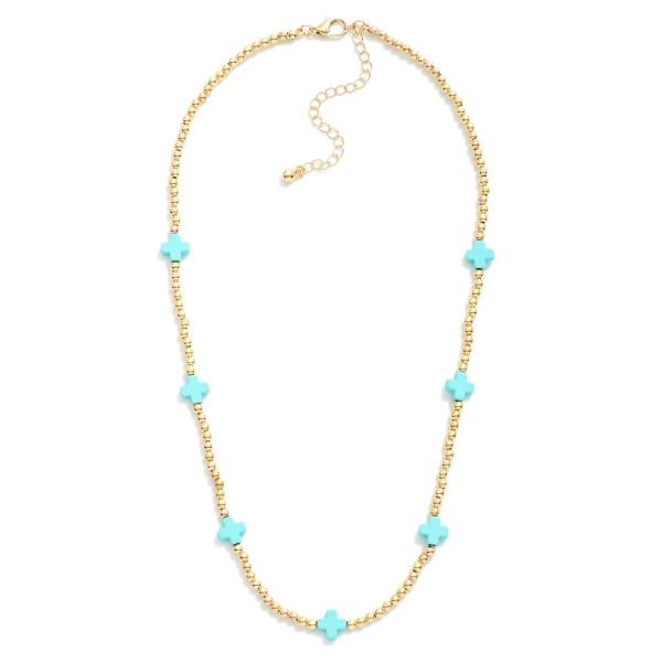 Wholesale gold Beaded Necklace Dainty Cross Beads L Extender L