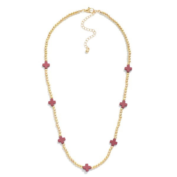 Wholesale gold Beaded Necklace Dainty Cross Beads L Extender L