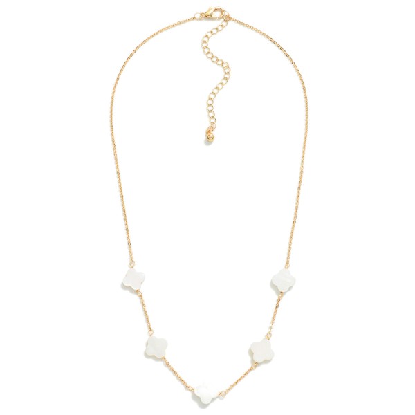 Wholesale chain Link Necklace Pearlescent Clover Stations L Extender L