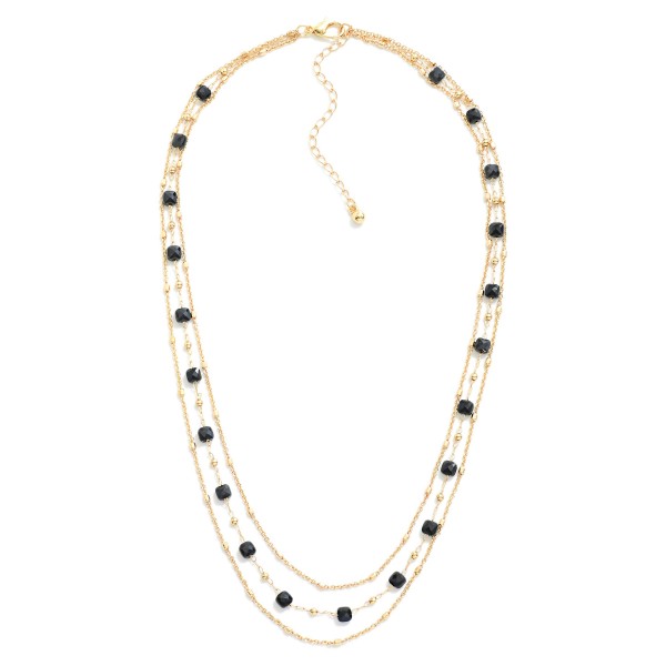 Wholesale layered Chain Link Necklace Cushion Square Cut Glass Bead Stations L E