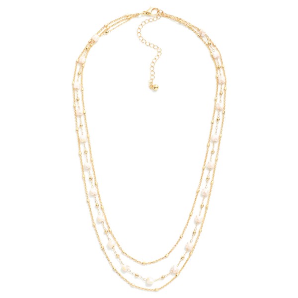 Layered Chain Link Necklace Featuring Cushion Square Cut Glass Bead Stations

- Approximately 16" L
- Extender 3" L