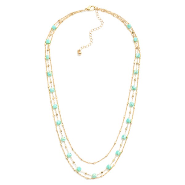 Wholesale layered Chain Link Necklace Cushion Square Cut Glass Bead Stations L E