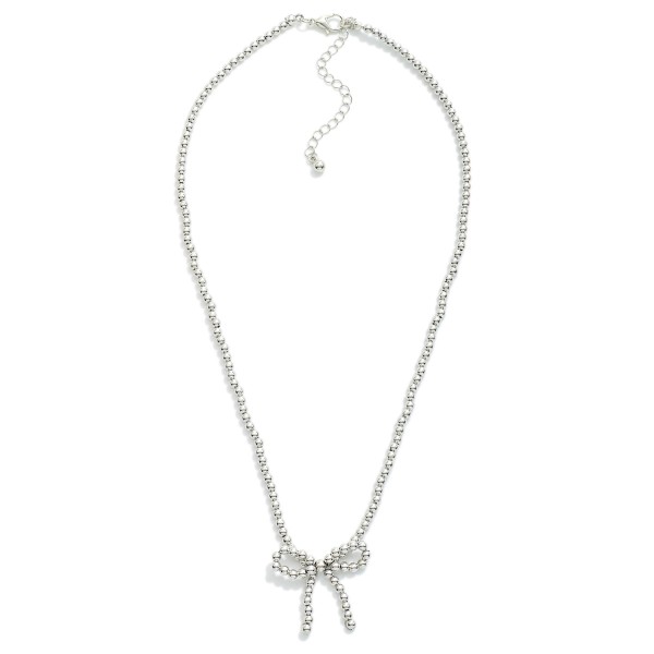 Wholesale metal Beaded Necklace Metal Beaded Bow Pendant L Extender L