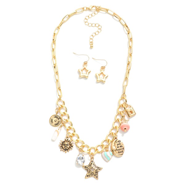 Wholesale metal Chain Link Charm Necklace Space Charms Stones Included Metal Sta