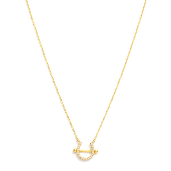 Wholesale dainty Gold Dipped Chain Link Necklace Cubic Zirconia Studded Horse Sh