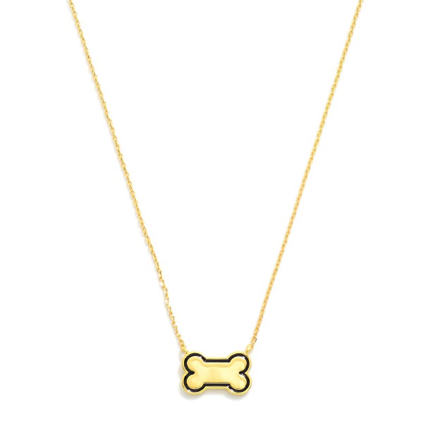 Wholesale dainty Gold Dipped Chain Link Necklace Dog Bone Pendant Gold Dipped Ma