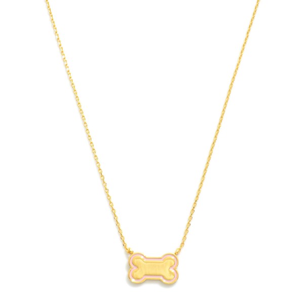 Wholesale dainty Gold Dipped Chain Link Necklace Dog Bone Pendant Gold Dipped Ma